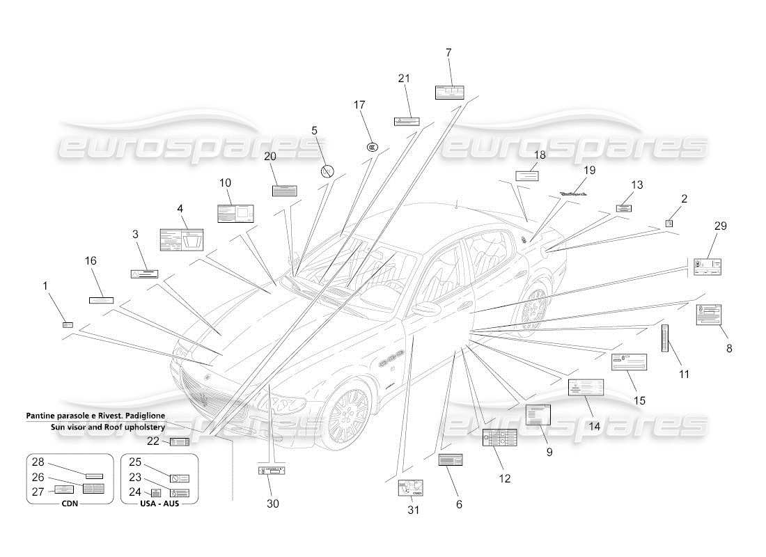 a part diagram from the maserati qtp. (2011) 4.2 auto parts catalogue