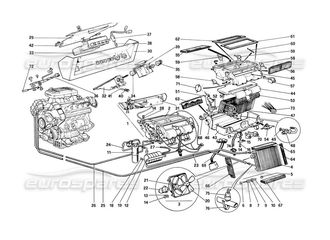 a part diagram from the ferrari mondial parts catalogue