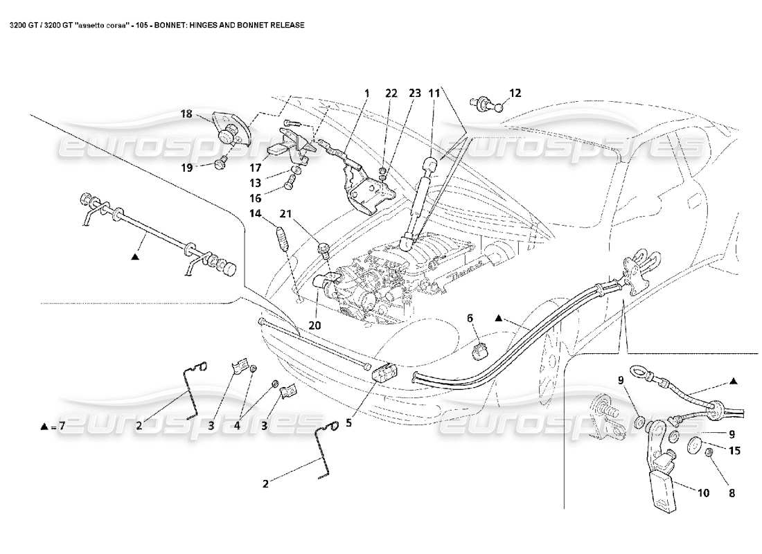 a part diagram from the Maserati 3200 GT/GTA/Assetto Corsa parts catalogue