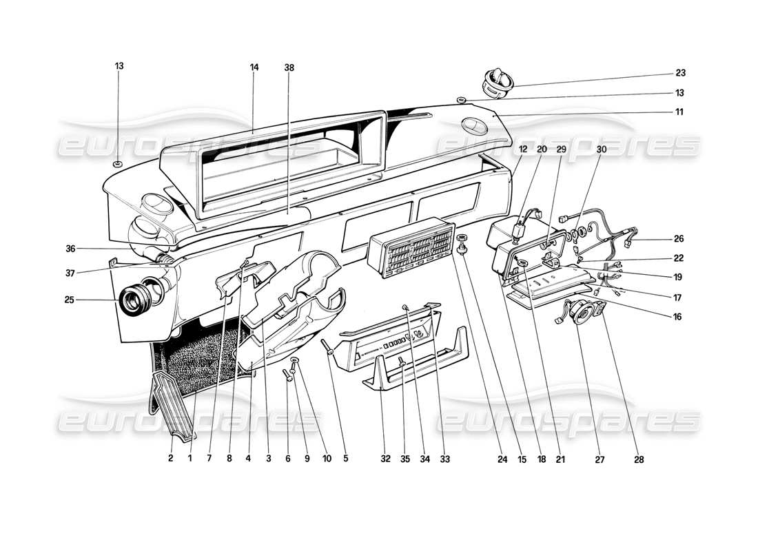 VIEW PARTS DIAGRAMS FROM THE FERRARI MONDIAL PARTS CATALOGUE a part diagram from the ferrari mondial parts catalogue