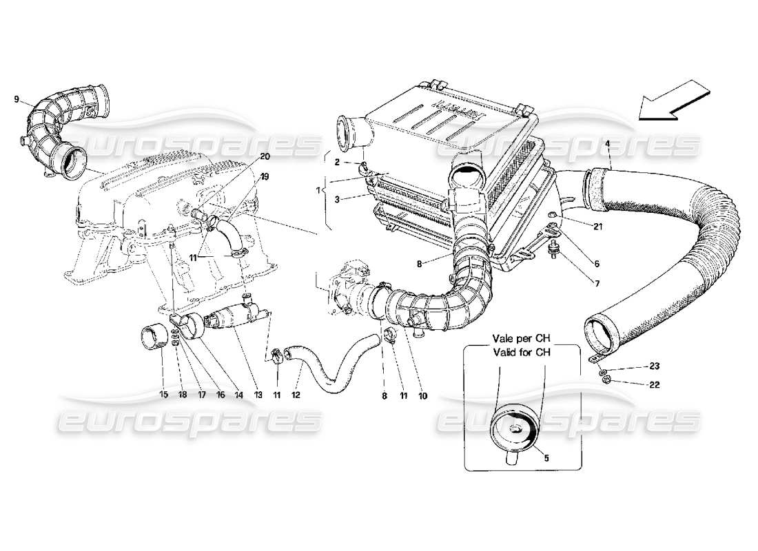 a part diagram from the ferrari 348 (2.7 motronic) parts catalogue