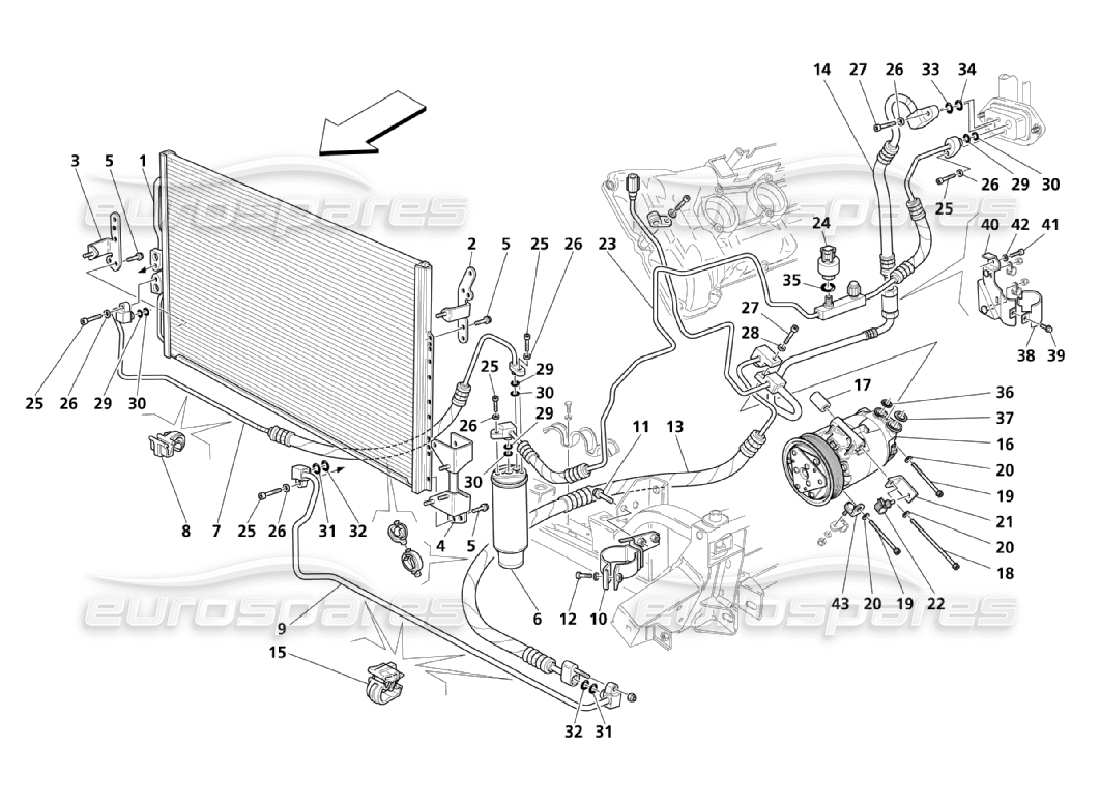 a part diagram from the maserati quattroporte m139 (2005-2013) parts catalogue