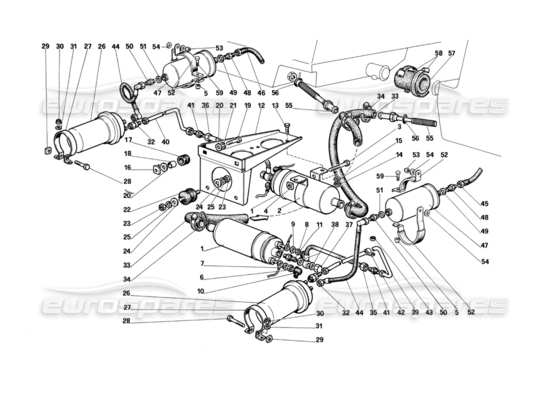 a part diagram from the ferrari testarossa parts catalogue