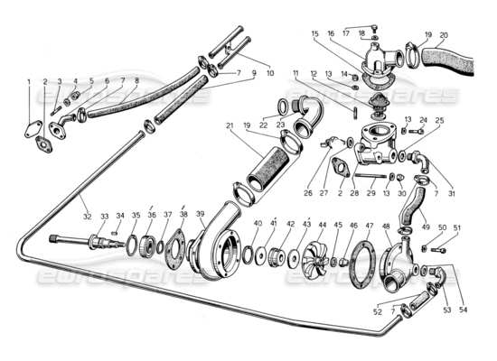 a part diagram from the lamborghini countach parts catalogue