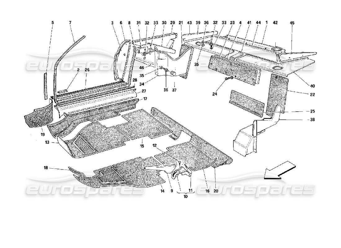 a part diagram from the Ferrari Mondial 3.4 t Coupe/Cabrio parts catalogue