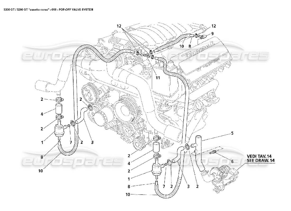 a part diagram from the Maserati 3200 GT/GTA/Assetto Corsa parts catalogue