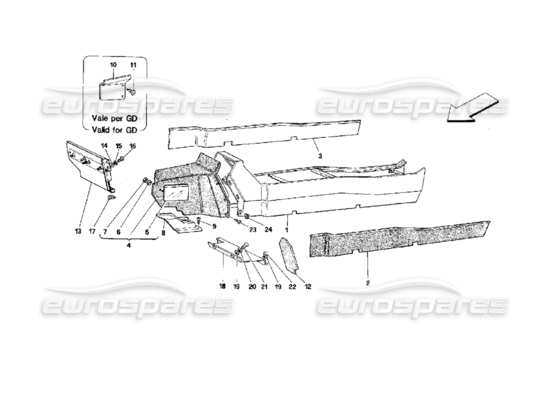 a part diagram from the ferrari mondial parts catalogue