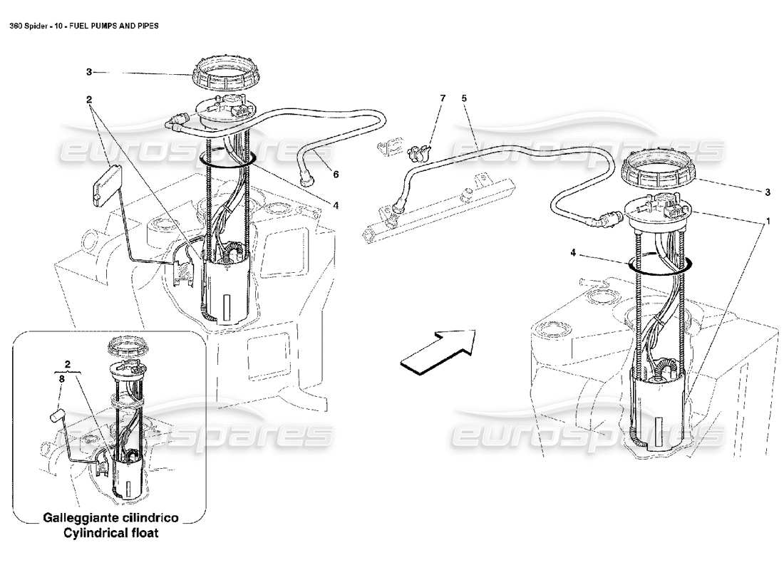 a part diagram from the Ferrari 360 Spider parts catalogue