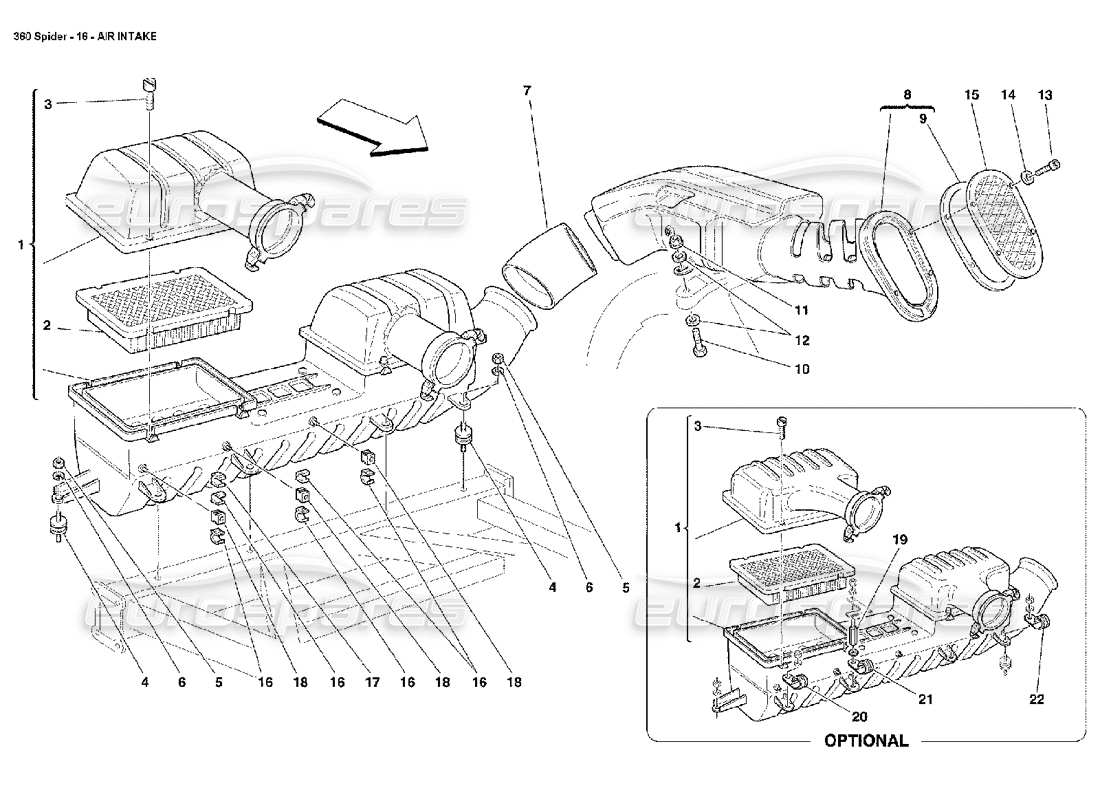 a part diagram from the Ferrari 360 Spider parts catalogue