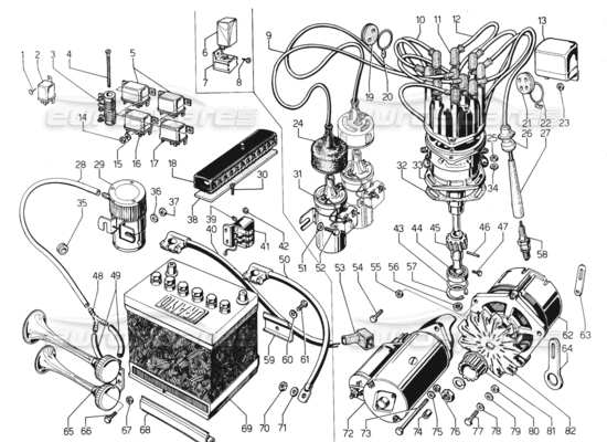 a part diagram from the lamborghini urraco p300 parts catalogue