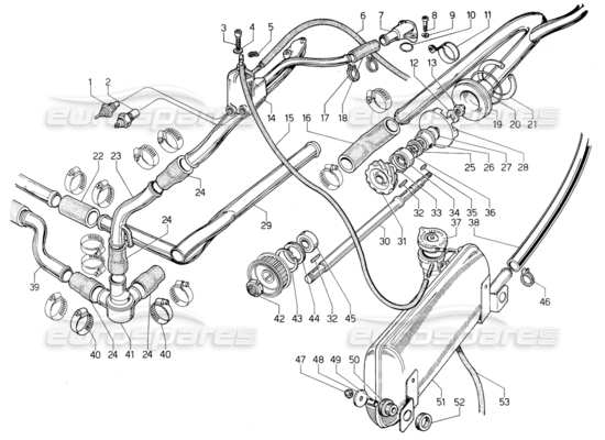 a part diagram from the lamborghini urraco parts catalogue