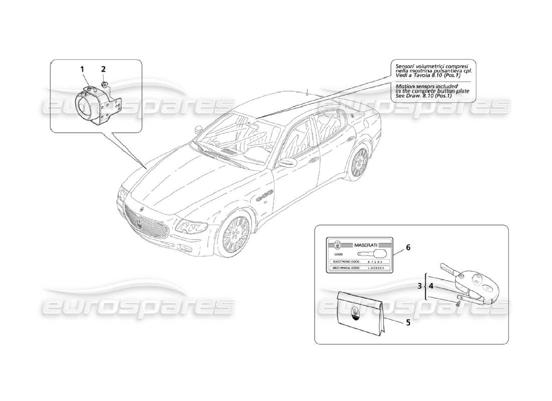 a part diagram from the maserati quattroporte m139 (2005-2013) parts catalogue