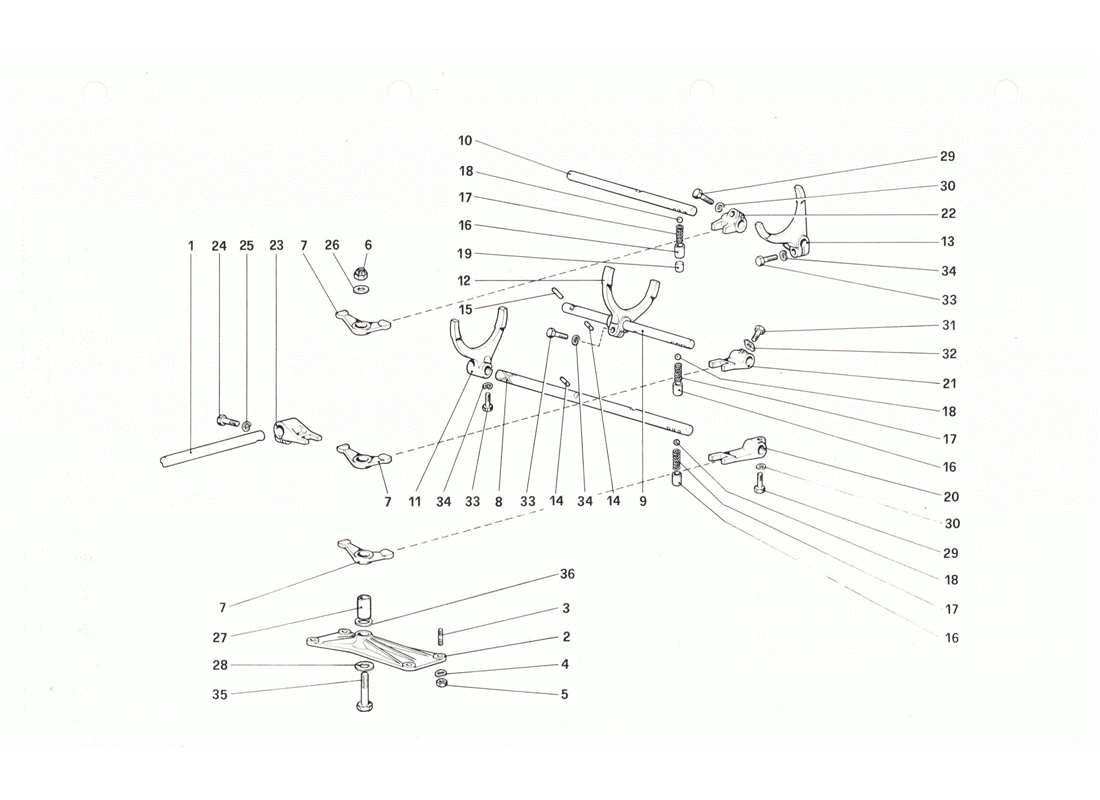 ferrari 208 gtb gts inside gearbox controls parts diagram