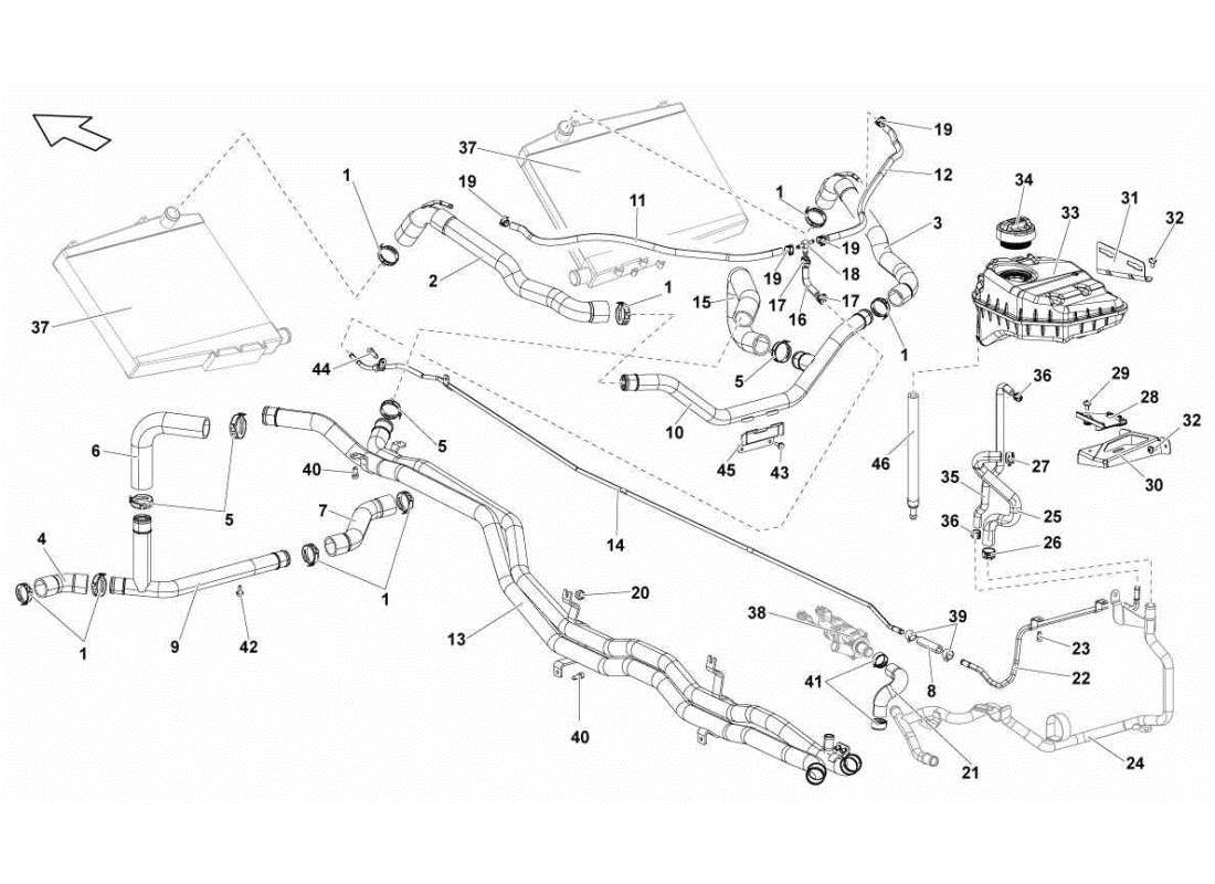 LAMBORGHINI GALLARDO STS II SC WATER COOLING SYSTEM PART DIAGRAM lamborghini gallardo sts ii sc water cooling system part diagram