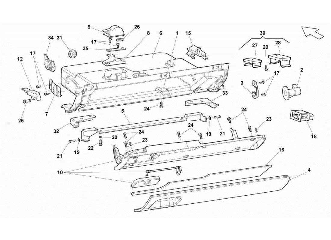 LAMBORGHINI GALLARDO STS II SC PASSENGER SIDE DRAWER PART DIAGRAM lamborghini gallardo sts ii sc passenger side drawer part diagram