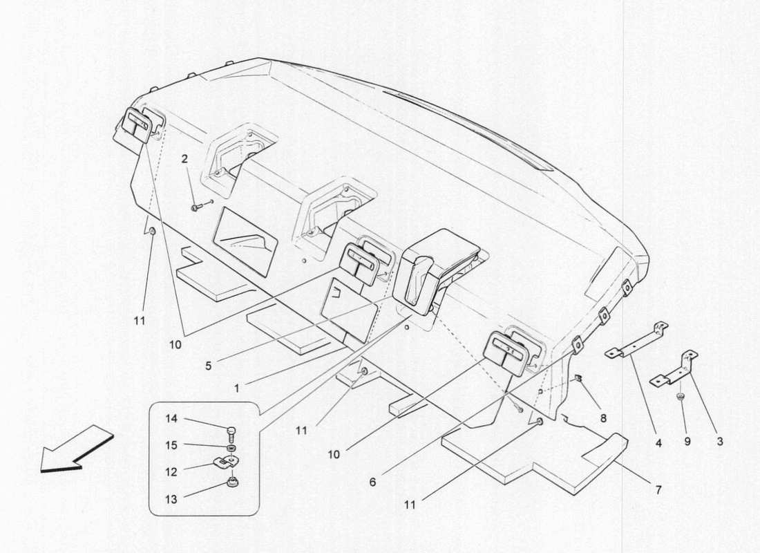 maserati qtp. v6 3.0 tds 275bhp 2017 rear parcel shelf part diagram