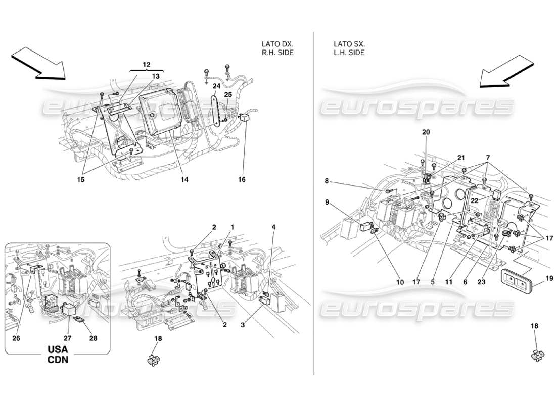 ferrari 360 challenge stradale rear passengers compartment control stations parts diagram