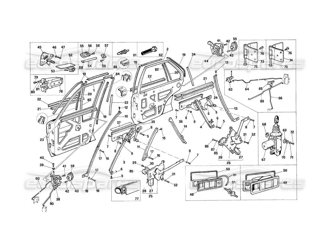 maserati qtp.v8 4.9 (s3) 1979 doors parts diagram