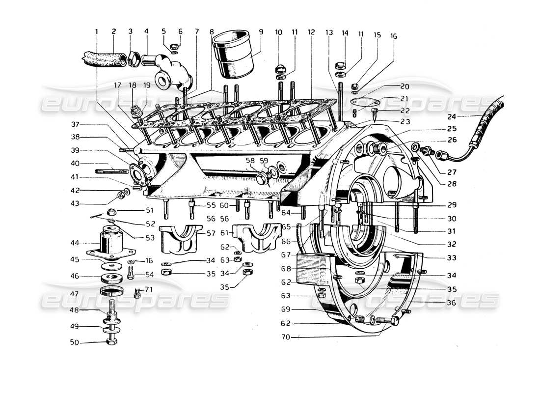 FERRARI 275 GTB/GTS 2 CAM CRANKCASE PART DIAGRAM ferrari 275 gtb/gts 2 cam crankcase part diagram