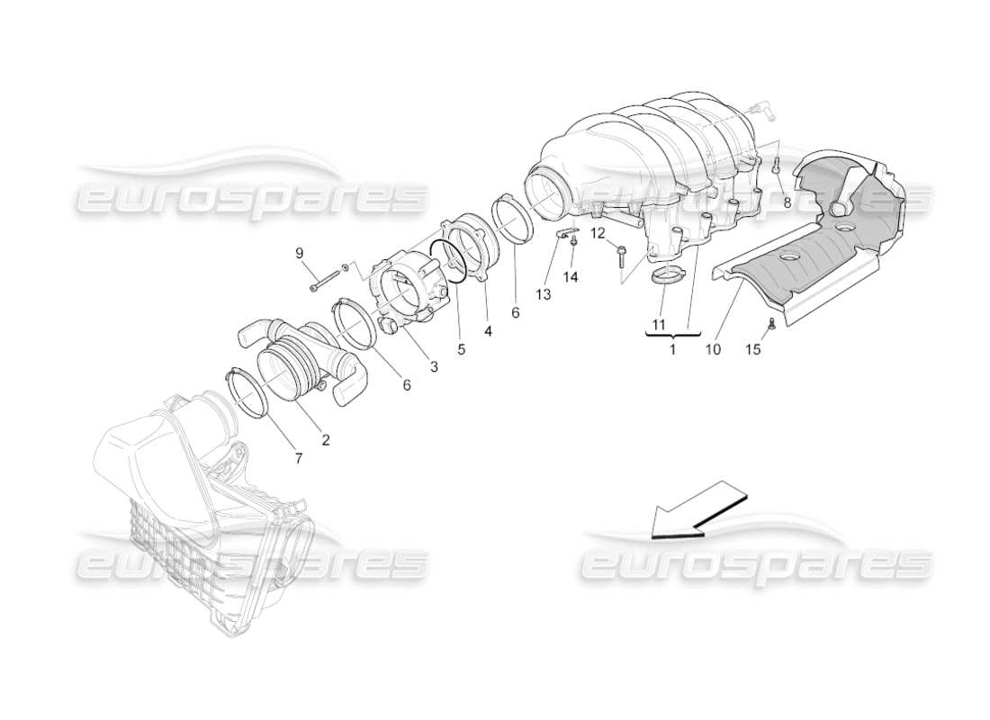 maserati grancabrio (2010) 4.7 intake manifold and throttle body part diagram