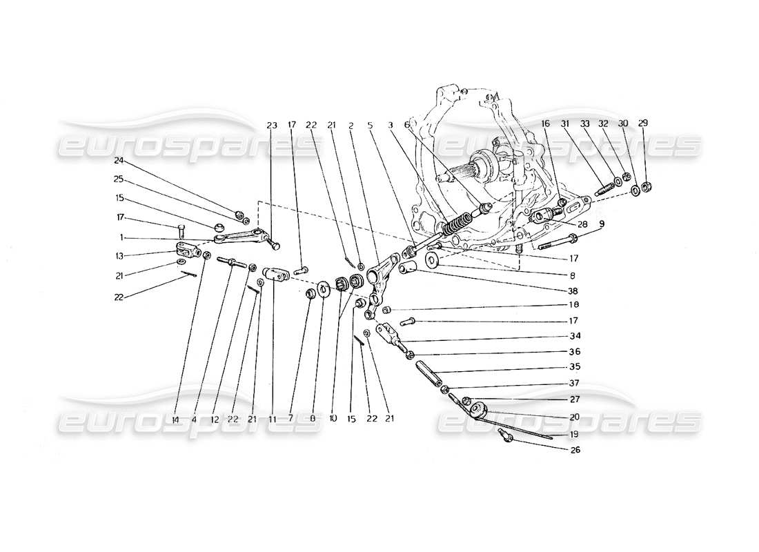 ferrari 308 gt4 dino (1979) clutch operating control parts diagram