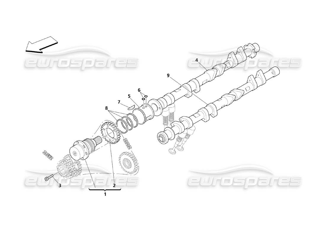 maserati qtp. (2003) 4.2 camshafts for lh cylinder head parts diagram