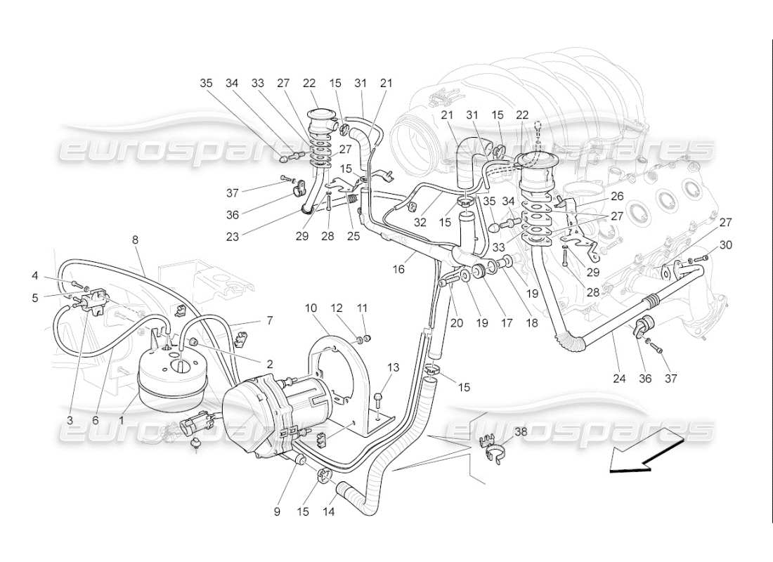 maserati qtp. (2009) 4.2 auto additional air system parts diagram