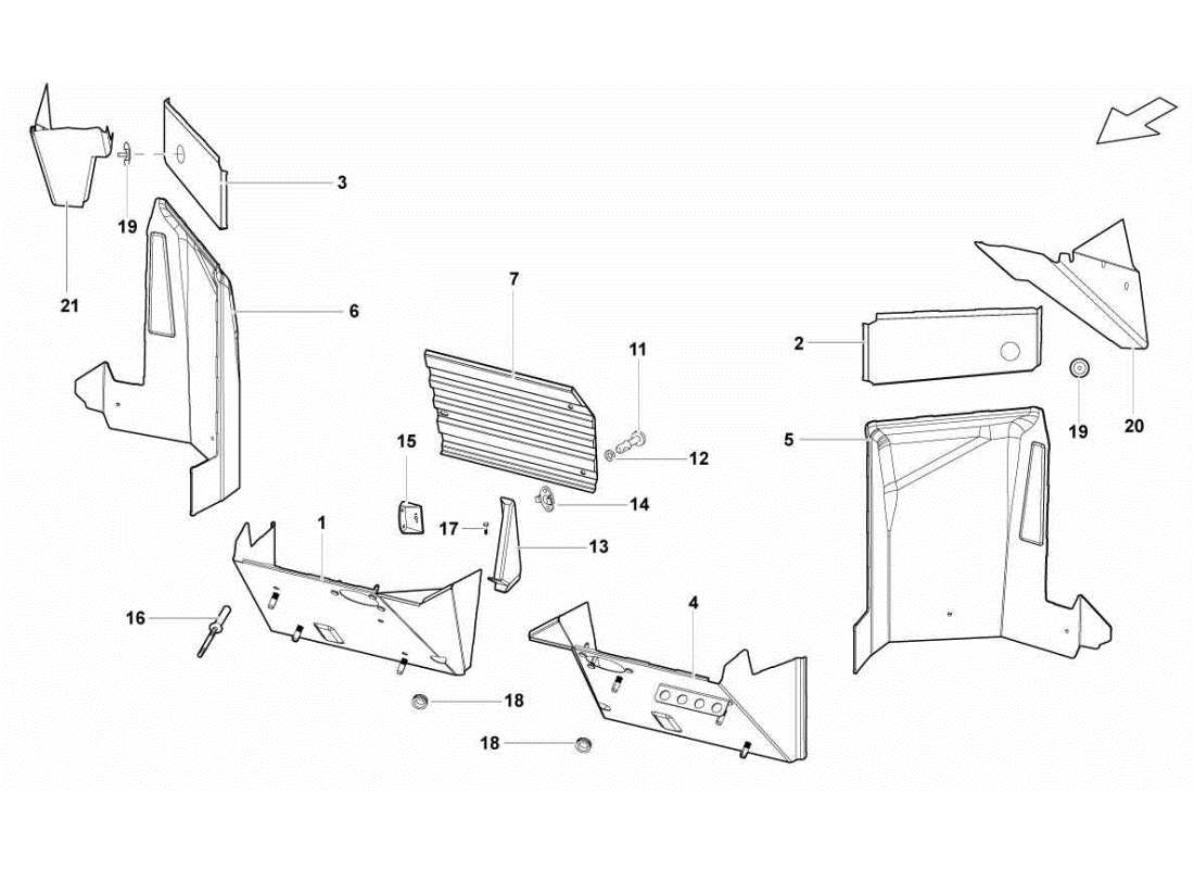 LAMBORGHINI GALLARDO STS II SC CENTER FRAME ELEMENTS PART DIAGRAM lamborghini gallardo sts ii sc center frame elements part diagram
