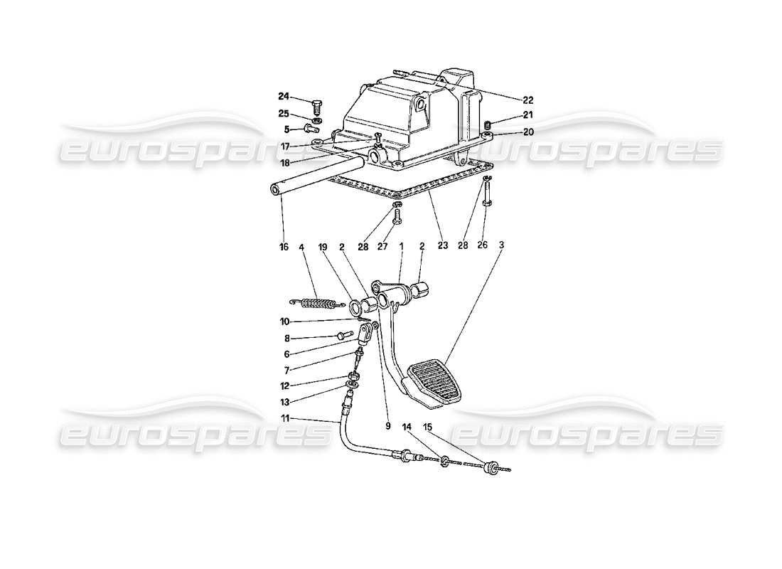 ferrari 208 turbo (1989) clutch release control (for car with antiskid system) parts diagram