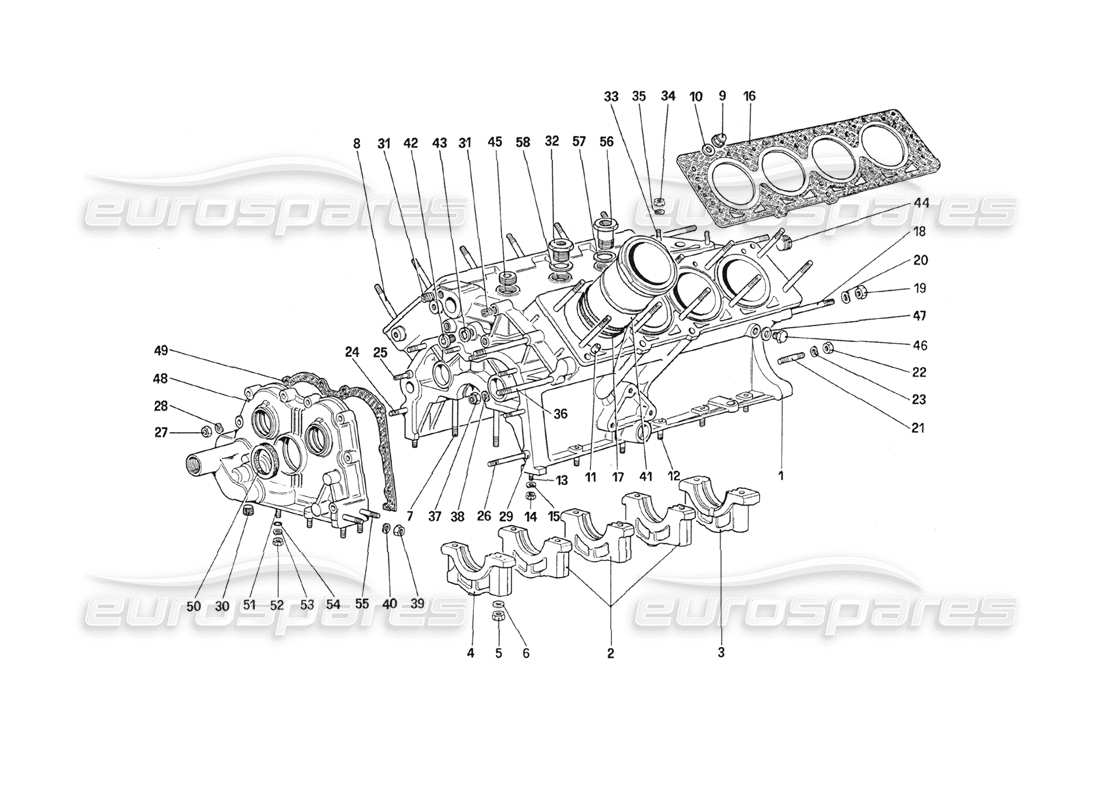 ferrari 208 turbo (1989) crankcase parts diagram