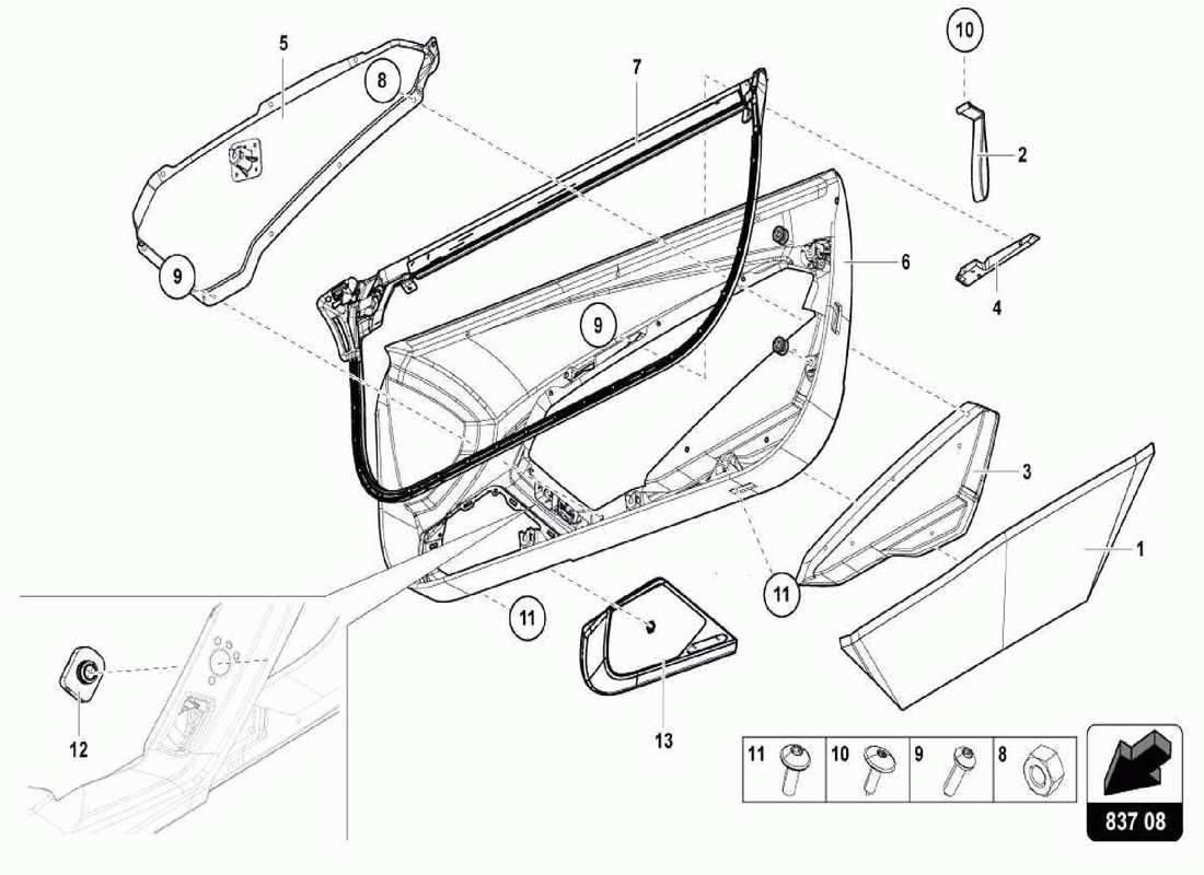 lamborghini centenario spider door panel parts diagram