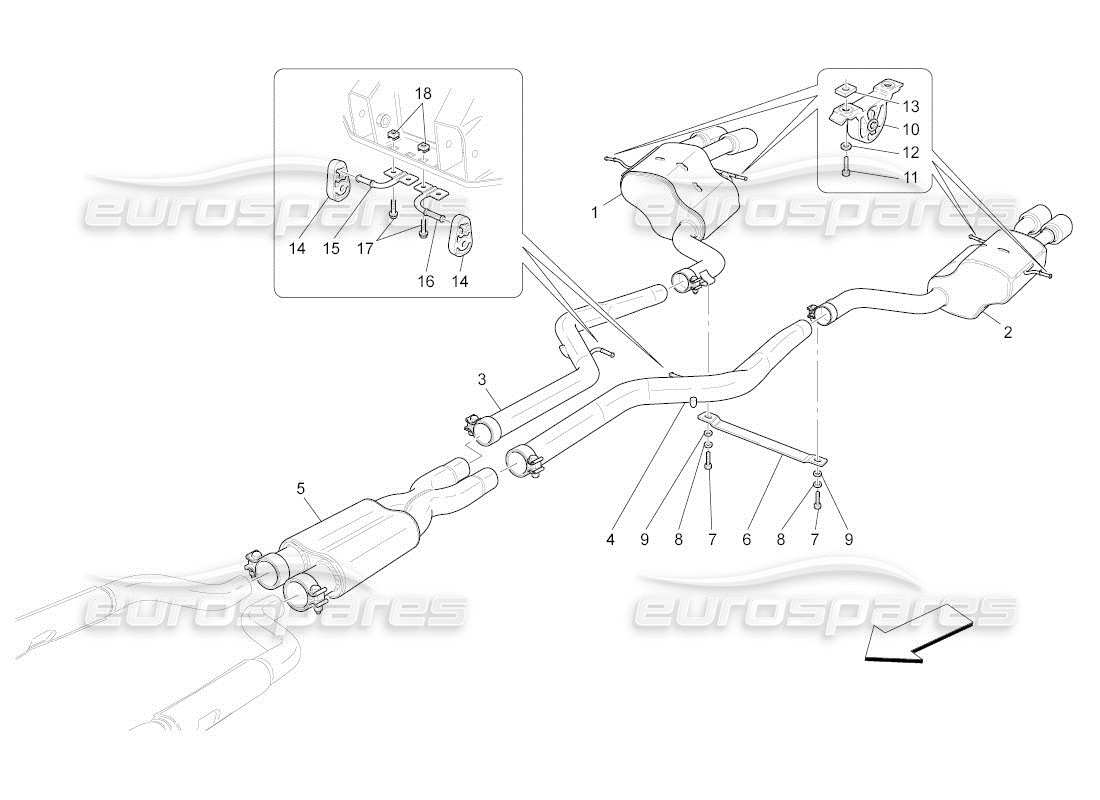 maserati qtp. (2011) 4.7 auto silencers parts diagram