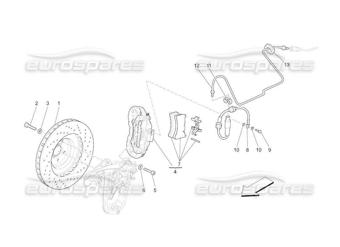 maserati qtp. (2011) 4.7 auto braking devices on front wheels parts diagram