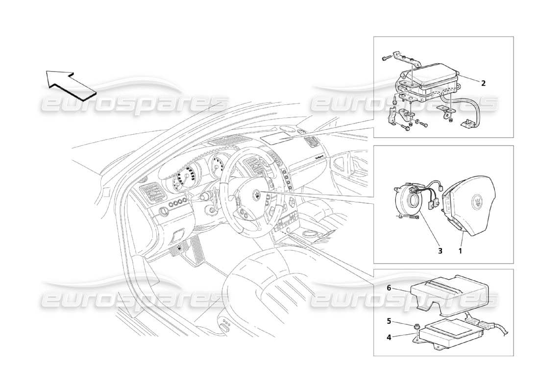 maserati qtp. (2003) 4.2 front air-bag system parts diagram