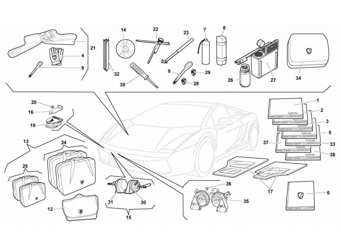 LAMBORGHINI GALLARDO STS II SC ACCESSORIES PART DIAGRAM lamborghini gallardo sts ii sc accessories part diagram