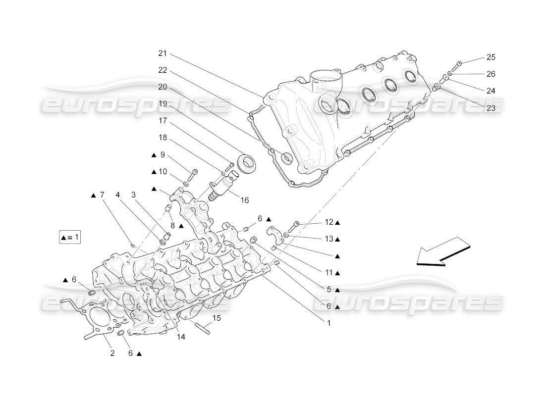 maserati qtp. (2010) 4.2 auto lh cylinder head parts diagram