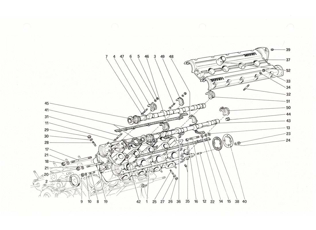 ferrari 208 gtb gts cylinder head (left) parts diagram