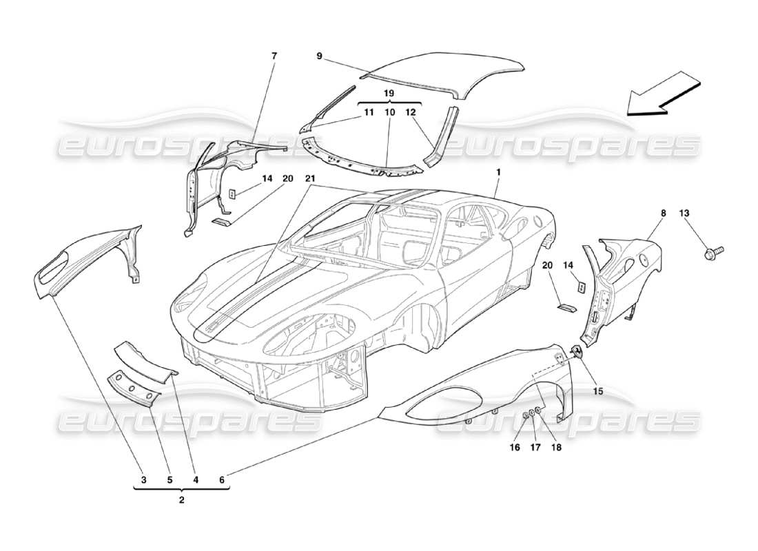 ferrari 360 challenge stradale body - outer trims part diagram