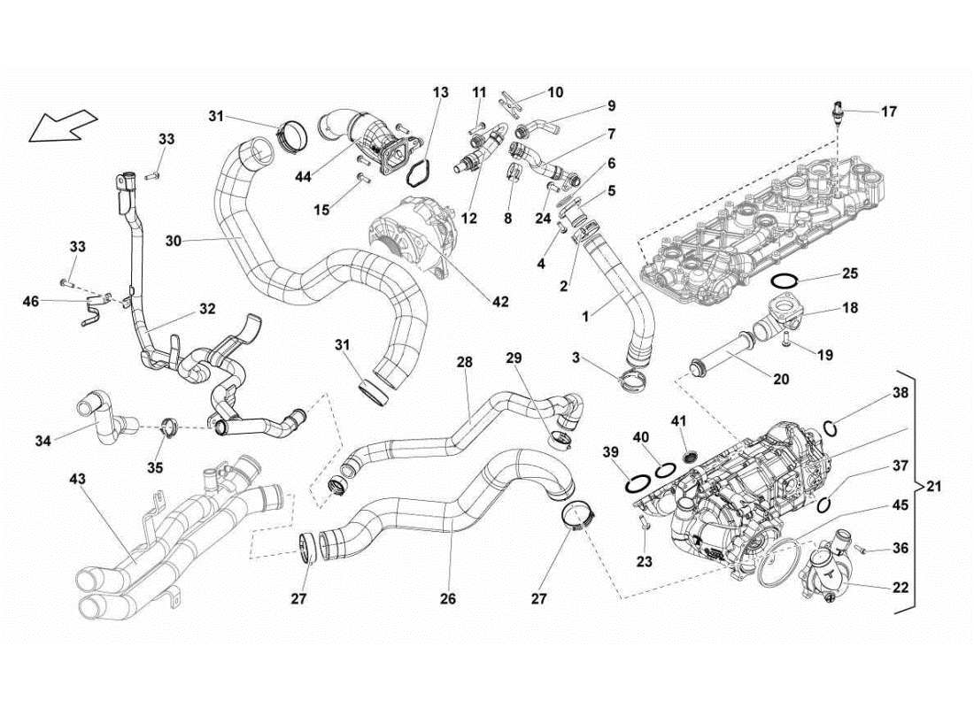 LAMBORGHINI GALLARDO STS II SC WATER COOLING SYSTEM PART DIAGRAM lamborghini gallardo sts ii sc water cooling system part diagram