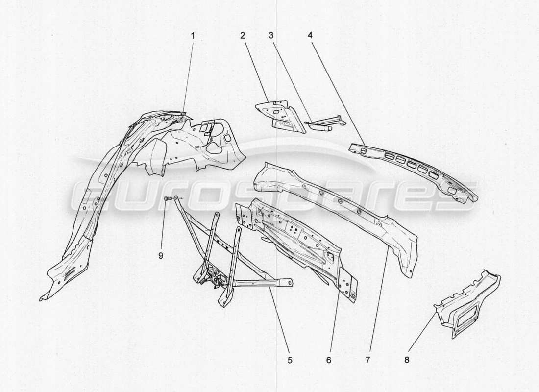 maserati qtp. v8 3.8 530bhp 2014 auto bodywork and rear outer trim panels parts diagram