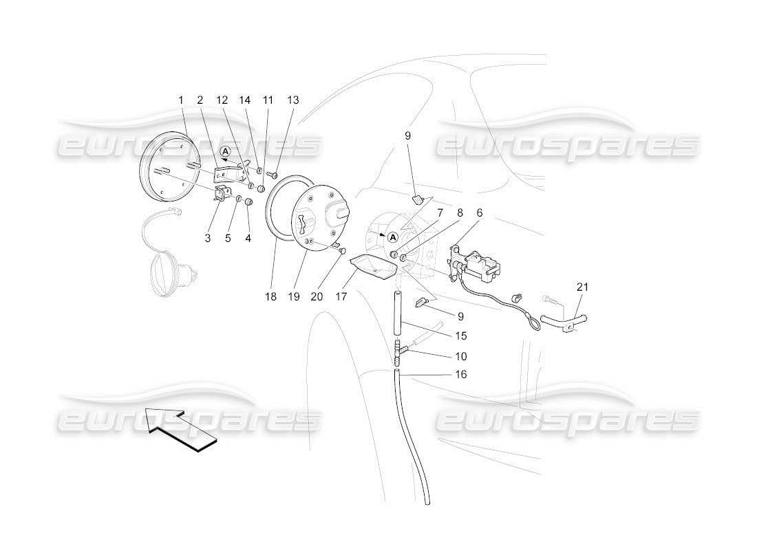 maserati qtp. (2011) 4.7 auto fuel tank door and controls parts diagram