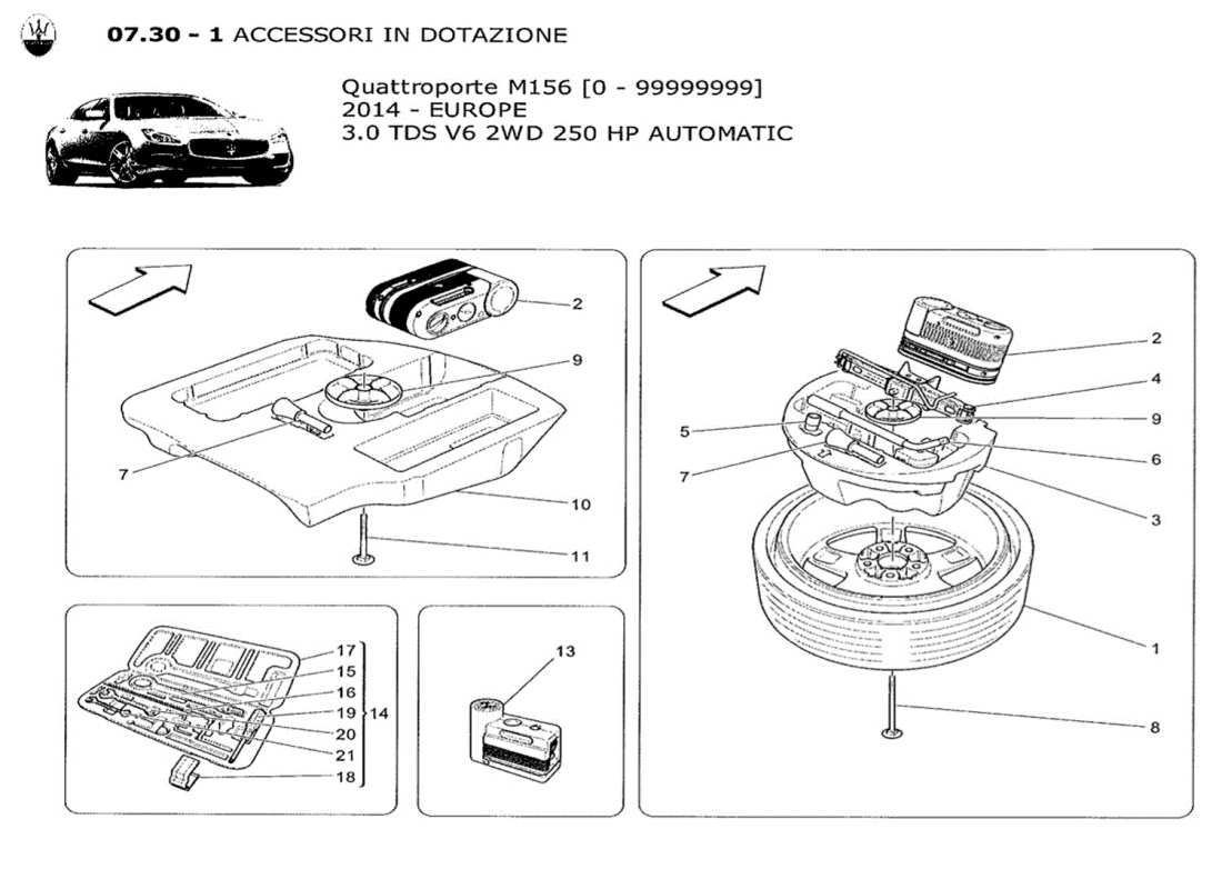 maserati qtp. v6 3.0 tds 250bhp 2014 accessories provided parts diagram