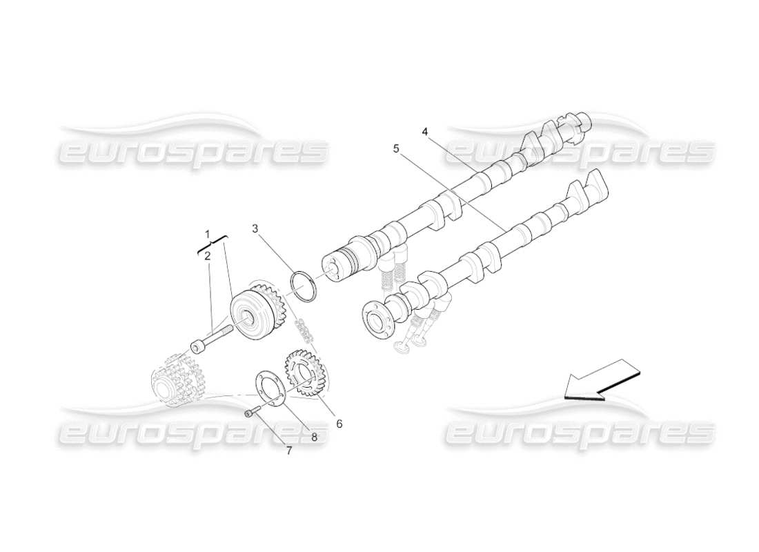 maserati grancabrio (2010) 4.7 lh cylinder head camshafts part diagram