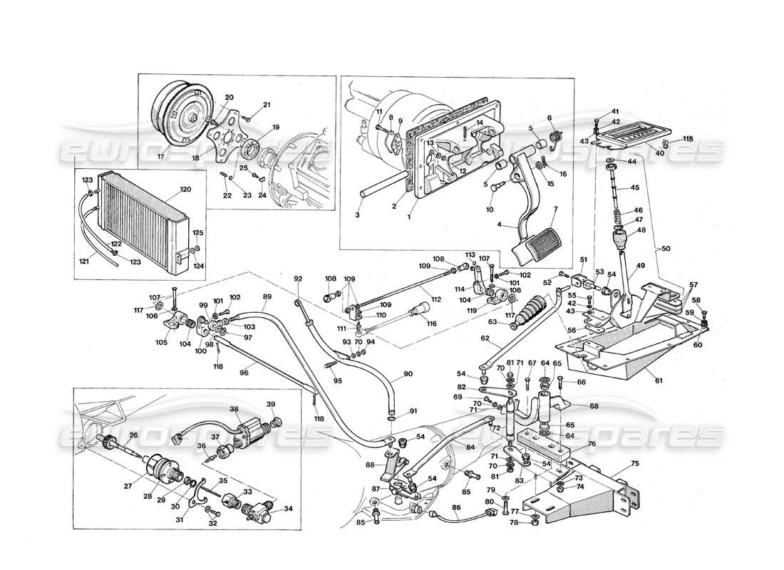 maserati qtp.v8 4.9 (s3) 1979 pedals and controls - automatic transmission parts diagram