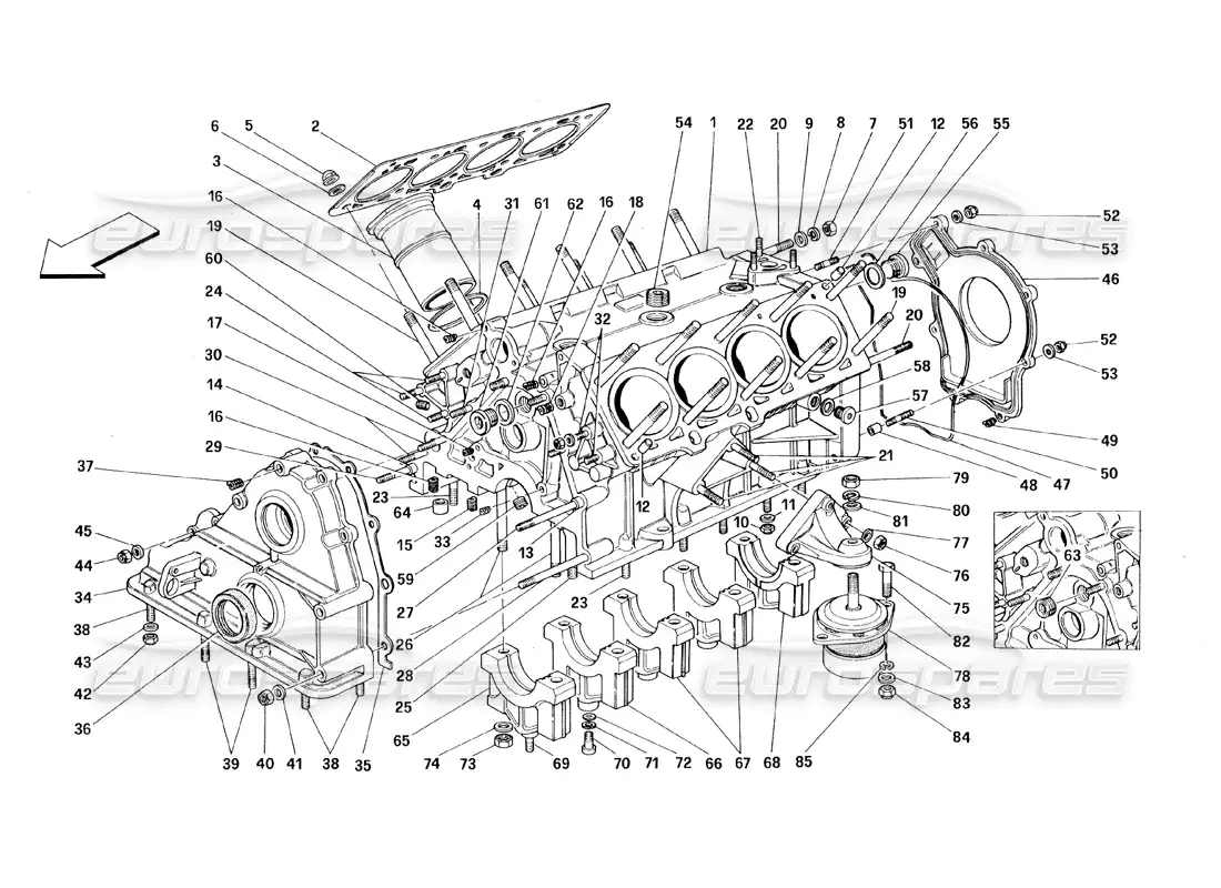 ferrari 348 (1993) tb / ts crankcase parts diagram