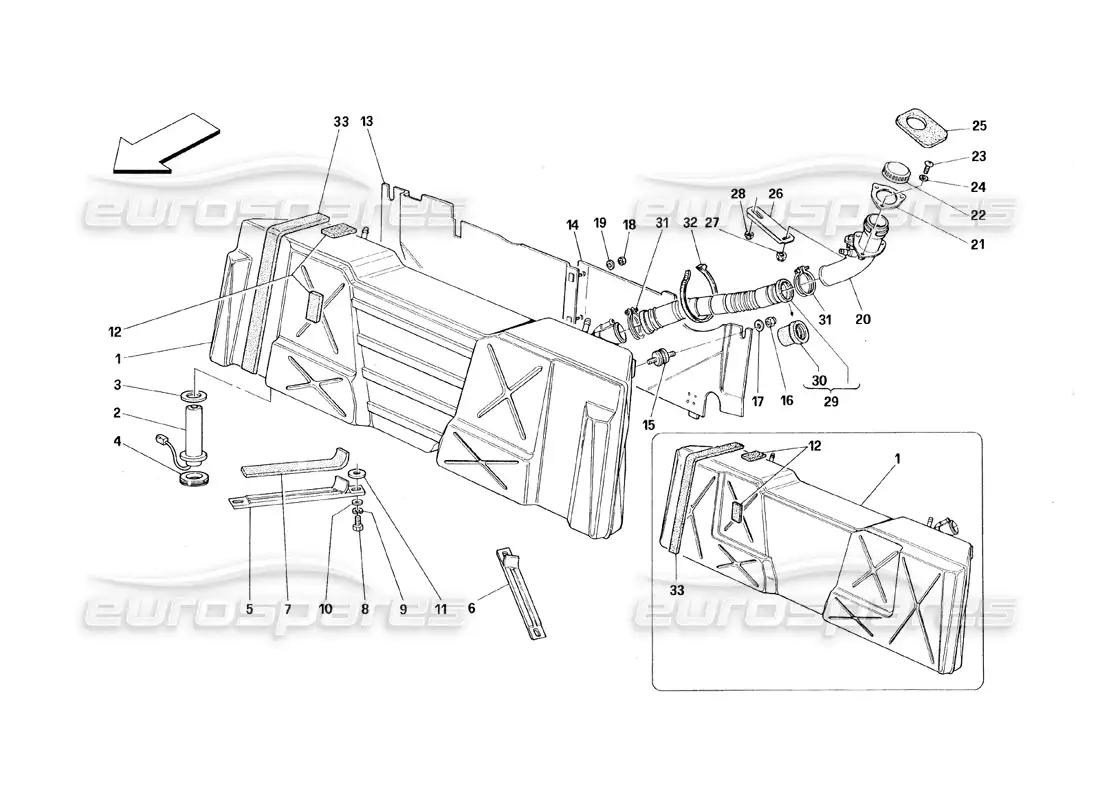 ferrari 348 (1993) tb / ts fuel tank parts diagram