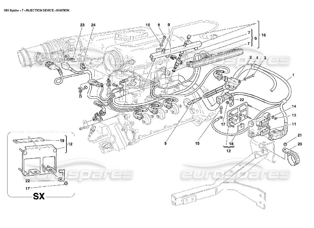 FERRARI 360 SPIDER INJECTION DEVICE - IGNITION PART DIAGRAM ferrari 360 spider injection device - ignition part diagram