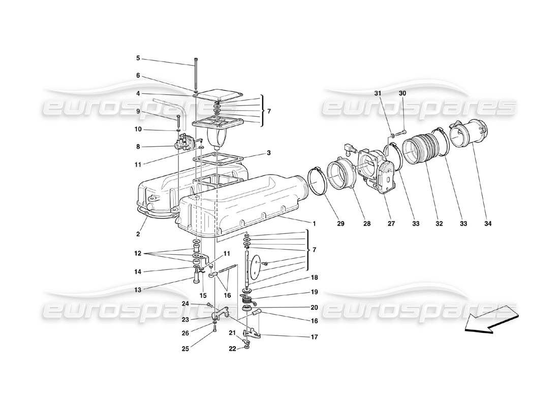 ferrari 360 challenge (2000) air intake manifold cover parts diagram