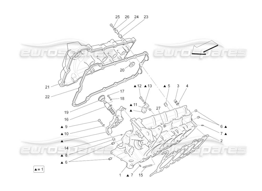 maserati grancabrio (2010) 4.7 rh cylinder head part diagram