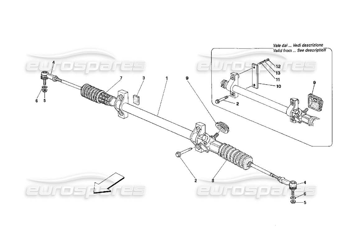 ferrari 348 (2.7 motronic) steering box and linkage parts diagram